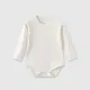 Mameluco Triangular de Manga Larga para Bebé, Colección Primavera y Otoño 2026, Color Sólido, Mameluco Unisex para Bebé con Cuello Redondo, Mono de Manga Larga acanalado