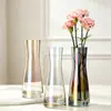 Jarrón de cristal minimalista estilo nórdico hecho a medida con un toque de alta gama para sala de estar y mesa de comedor, decoración para arreglos florales hidropónicos