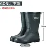 Botas de lluvia de moda para hombre, calzado exterior de caña alta antideslizante con cordón para cocina, lavado de autos, motociclista, zapatos de agua de caña alta con suela gruesa