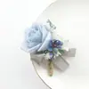 Yi Yago 2410 Suprimentos para Casamento Arte Floral para Casamento Flores Artificiais Celebração de Negócios Abertura Flor de Lapela para Convidados Flores de Mão Azul