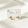 Brincos de Tarraxa de Trevo de Quatro Folhas de Venda Quente Transfronteiriça Nicho High-End Aço Inoxidável Cor Duradoura Coração Totalmente cravejado de Diamante Joia Versátil de Luxo Leve