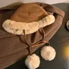 Sombrero de Pescador Peludo para Mujer, Sombrero Grueso y Cálido Otoño e Invierno 2026, Circunferencia de Cabeza Grande, Hace que la Cara Parezca Más Pequeña, Sombrero de Felpa con Protección para los Oídos