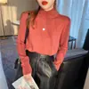 Suéter Grande Macio de Leite para Mulheres no Outono e Inverno, Peça Externa Solta, Camisa de Base Tricotada Gola Alta Meia, Novo Estilo com Top Delicado