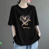 Camiseta de Algodón de Manga Corta para Mujer Verano Talla Grande 100.00kg Ajustada Suelta Manga Media Ropa Casual Coreana Top de Mujer A3407