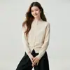 Suéter de cachemira pura para mujer, cuello redondo, dobladillo enrollado, estilo cárdigan, prenda exterior cálida, elegante, casual, moderno, tejido versátil, colección otoño/invierno