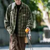Camisa retro a cuadros de manga larga estilo japonés para hombre, engrosada, corte holgado, chaqueta camisa casual, top elegante y moderno para pareja