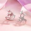 Clip para Oreja Estrella Súper Brillante Sin Agujeros en la Oreja Nicho Simple Diseño Versátil Sentido Cuatro Estrellas Clip para Oreja Aretes Indoloros Personalidad