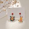 Pendientes navideños de diamantes con dibujos animados, transfronterizos europeos y americanos, pendientes asimétricos de alta gama para mujer, decoraciones navideñas