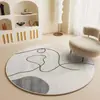 Tapete Redondo na Cor Creme para Sala de Estar, Quarto, Almofada de Sofá, Uso Diário em Casa, Tapete de Cabeceira, Tapete Antiderrapante de Cobertura Total, Resistente a Manchas