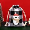 Novo Natal xadrez saco de algodão janela cordão espartilho saco de doces de Natal Natal xadrez de algodão espartilho bolso