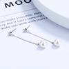 Pendientes de borlas de perla de plata esterlina para mujer, sencillos, coreanos, de longitud media, de hada s925, joyería de moda Dongdaemun