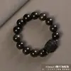 Pulsera para Hombre de Madera de Aloes Qi Nan Bodhisattva Cuentas de Buda de Madera de Aloes Buda de Tres Caras Pulsera Estilo Étnico Accesorios