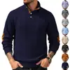 Sudadera casual de manga larga Henley con cuello alto abotonado, gruesa, para hombre, estilo europeo y americano, para primavera y otoño