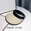 Chapéu de Sol Protetor Solar de Verão para Mulheres com Aba Larga Cobertura Facial Chapéu de Sol de Borracha Preta Chapéu de Sol Enrolável Doce Japonês Chapéu de Copa Vazia