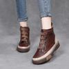 Oferta por Tiempo Limitado 99Botas de Cuero Genuino Vintage para Mujer, Zapatos de Invierno para Mujer con Suela Suave, Botas Martin de Velcro, Botas para Mujer Desgastadas