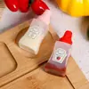 Garrafa Quadrada para Condimentos, Garrafa Squeeze para Molhos, Garrafinha para Temperos de Salada de Tomate, Garrafa para Molho Barbecue, Caixa Organizadora para Condimentos de Cozinha