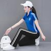 Tencel Roman Ice Silk Moda Casual Terno Esportivo Feminino Verão Gola Alta Dagging Anti-Rugas Perna Larga Calças Retas Duas Peças