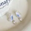 Pendientes de Mariposa Azul Cristalino Degradado Lindos Dulces Adecuados para Pendientes de Primavera Pin de Plata 925 Pendientes Mujer Coreanos