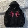 Sudadera con capucha de forro polar con estampado de arañas estilo retro americano, nueva colección otoño/invierno 2026, prenda exterior de calle de gran tamaño de moda