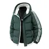 Nueva chaqueta de algodón de invierno para hombre, moderna con capucha, estilo dos piezas falsas, casual, holgada, moda versátil, cortavientos, abrigo cálido