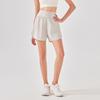 Shorts Esportivo Feminino Falso Duas Peças Anti-Exposição Solto Calça Yoga Treino de Corrida 2025 Nova Roupa Externa Calça Fitness Verão