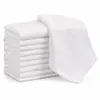 Nuevos paños de limpieza de poliéster-algodón, blancos, para uso doméstico, paños para lavar platos de cocina, con bordes ondulados, absorbentes y sin pelusa