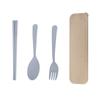 Juego de vajilla portátil de paja de trigo, cuchara, tenedor, palillos, vajilla infantil de tres piezas, pequeño obsequio promocional, logotipo personalizado