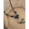 Collar de cerámica antiguo de estilo étnico, nuevo estilo chino, collar largo de estilo chino retro, suéter para mujer, nuevo estilo para mujer.