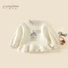Moletom Gola Careca Infantil Outono 2026 Primavera/Outono Novo Estiloso Roupas Doces Infantis Top para Bebê Menina Roupa Infantil