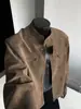 Jaqueta de Couro PU Tie-dye Americana Masculina Primavera Outono Corte Justo Gola Alta de Piloto Roupa Externa Estilosa Bonita Toque de Luxo Jaqueta de Baseball