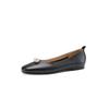 Zapatos Planos de Perlas Suaves Estilo Coreano de una Sola Capa para Mujer Primavera Nuevos Completamente de Cuero por Dentro y por Fuera Punta Redonda Talla Talla Zapatos para Mujer de Boca Baja para Viajar