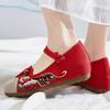 Zapatos sin caja de zapatos zapatos de una sola capa altura oculta tacones altos de cuña para mujer zapatos de tela bordada de lona zapatos de mujer zapatos con hebilla de flores étnicas