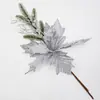 Decoraciones Navideñas de 25cm Flor Navideña con Brillo Decoración para Fiesta Flor Navideña Artificial Accesorios para Recortes Caseros Flor Falsa