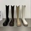 Botas Marrones de Suela Gruesa hasta Media Pantorrilla para Mujeres Pequeñas, Nuevas Botas Largas de Caña Alta Elegantes Otoño e Invierno 2025, Botas de Montar a la Moda