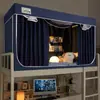 Mosquitero popular para dormitorios universitarios, cortina de cama totalmente opaca, cortina de cama integrada para literas individuales