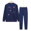 Conjunto de Ropa Interior Térmica Otoño e Invierno para Mujeres de Mediana Edad y Mayores, Tallas Grandes, Capa Base Engrosada, Ropa Interior Cálida con Forro Polar de Cuello Alto