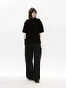 Camisa de Estilo Minimalista de Alta Gama con Tapeta Diagonal y Cuello Mao, Diseño Irregular, Camisa Unisex de Manga Corta Multiestilo