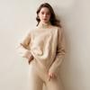 Suéter de caxemira semi-gola alta feminino solto estilo preguiçoso pesado grosso puro cashmere malha tamanho suéter