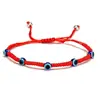 Pulsera tejida a mano popular azul ojos para mujer, ojo del diablo transfronterizo, pulsera de siete secciones de cuerda roja, fabricante, venta al por mayor