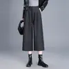 Novos Calças Retas Versáteis de Xadrez Outono/Inverno 2026 para Mulheres, Cintura Alta, Emagrecedor, Quente, Cropped, Para o Trabalho, Rejuvenescedor, Casual, Moderno
