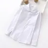 Camisa branca de algodão para meninos Roupas de desempenho de manga comprida Camisa branca feminina do ensino médio Vestido de menino para crianças Uniforme escolar do aluno