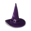 Novo Chapéu de Bruxa de Canto Reto para Halloween Chapéu de Bruxa de Festa Veludo Preto Fosco Chapéu de Bruxa de Canto Reto Adereços de Maquiagem