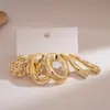 Set de Pendientes Redondos Geométricos Plisados Brillantes Transfronterizos Europeos y Americanos, Pendientes de Moda Exagerados, Pendientes de Lujo Ligero de Alta Gama para Mujer