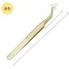 Novas Pinças de Extensão de Cílios Exquisitas de Aço Inoxidável de Alta Precisão com Design de Xadrez Dourado e Clipe de Pena Dourada, Pinças de Extensão de Cílios em Formato de Golfinho