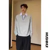 Sudadera con Capucha y Cuello de Camisa Falso de Dos Piezas Americano para Hombre, Camiseta de Manga Larga con Media Cremallera para Otoño, Camiseta Interior para Vestir