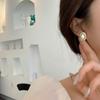 Pendientes ovalados con gemas artificiales, diseño de nicho de moda para mujer, pendientes de aguja de plata, elegantes pendientes retro coreanos de moda.