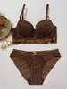 Conjunto de Sujetador Push-Up Sexy Pequeño Busto Estilo Europeo y Americano para Mujer, Sujetador de Encaje que Realza el Busto y Recoge los Lados, Conjunto de Lencería Roja para el Año de Nacimiento