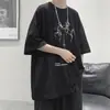 Camiseta de Manga Curta 2021 Masculina Verão Nova ins Marca Tendência Fashionável Solta Estudante Estilo Hong Kong Camiseta Masculina Roupas de Meia-manga