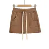 181-25 Outono Novo Retrô Americano Cor Contrastante Cordão Calça de Segurança Moletom Saia Bodycon Meia Saia