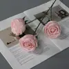 Flores Artificiales 3 Cabezas Rosa Princesa Rosa Roja Flor Artificial Ramo Decorativo Material de Flores para Boda Jardín Floral Paisajismo